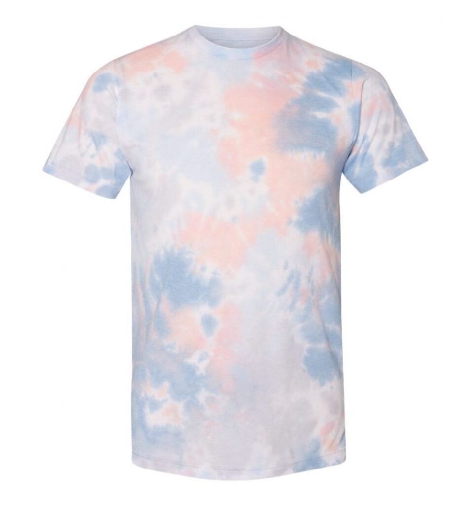 Pastel Pink and Blue Tie-Dye T-Shirts links to product page to purchase