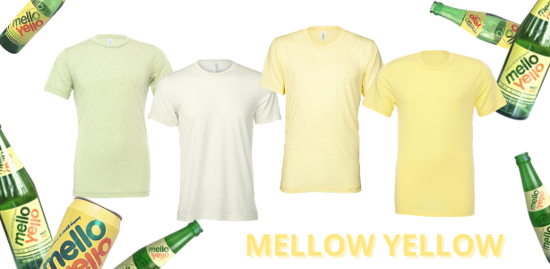 Bella + Canvas wholesale shirts available in shades of Mellow Yellow, Pale Yellow, Yellow, Light Yellow