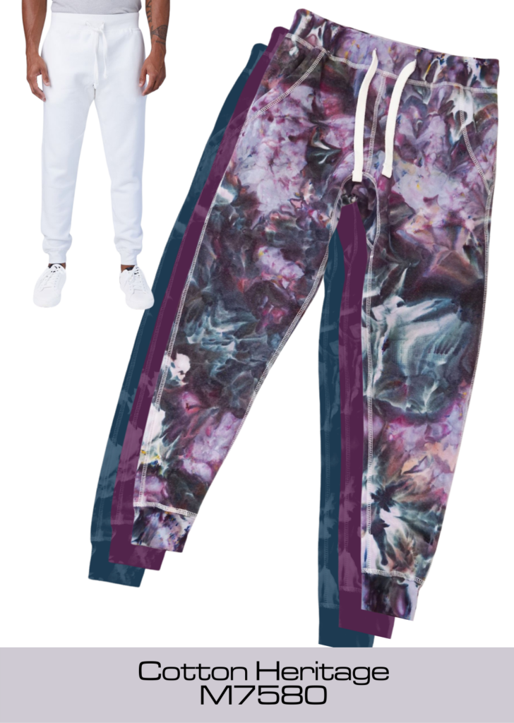 Ice dye tie-dyed premium jogger by Yuiitsu Dye Shop - Cotton Heritage Premium Jogger M7580 ready for tie dye