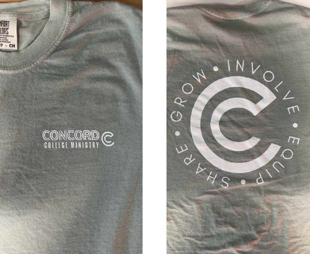 T-shirt placement examples on comfort colors