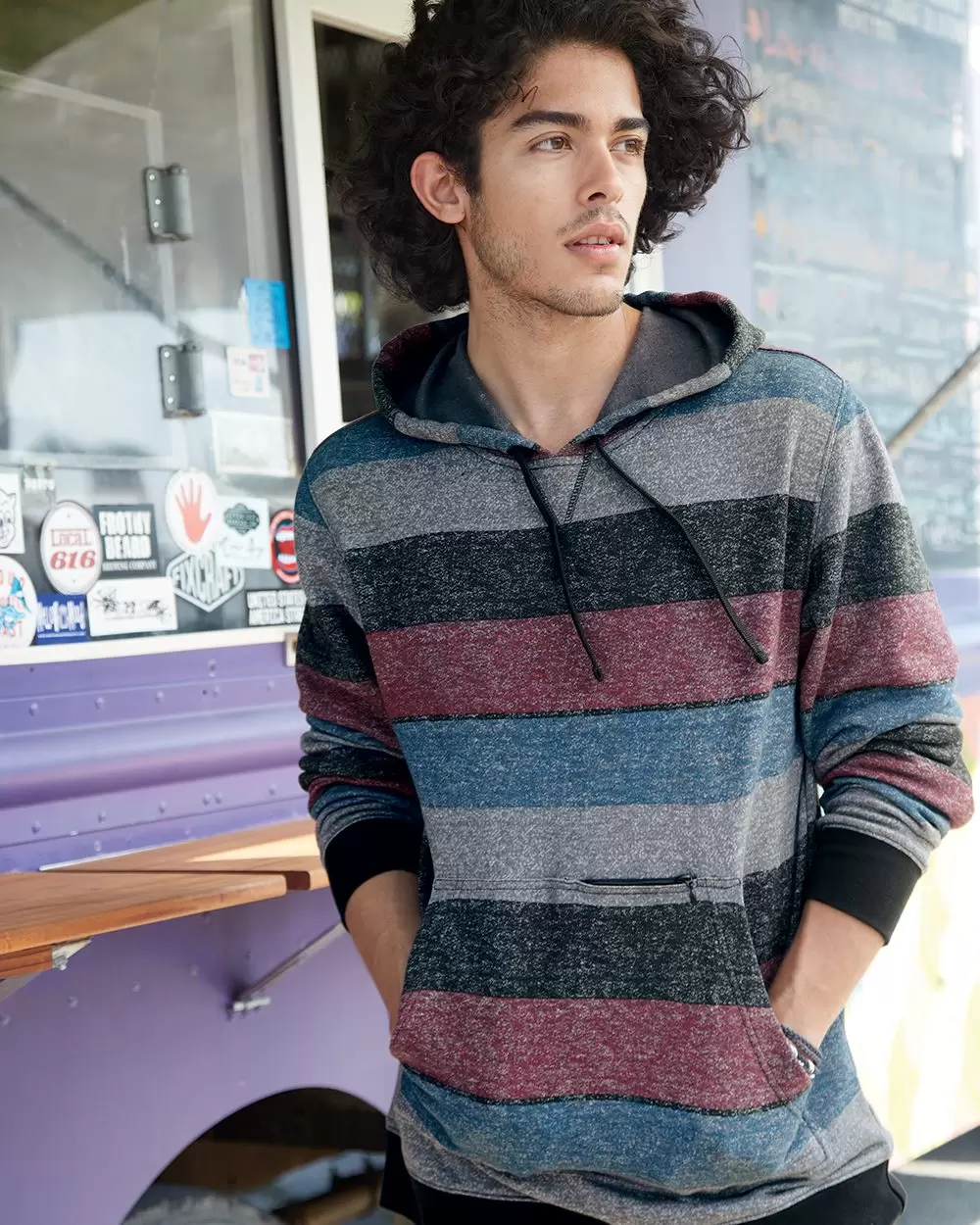 B8603 Burnside - Printed Striped Fleece Sweatshirt - From $18.35