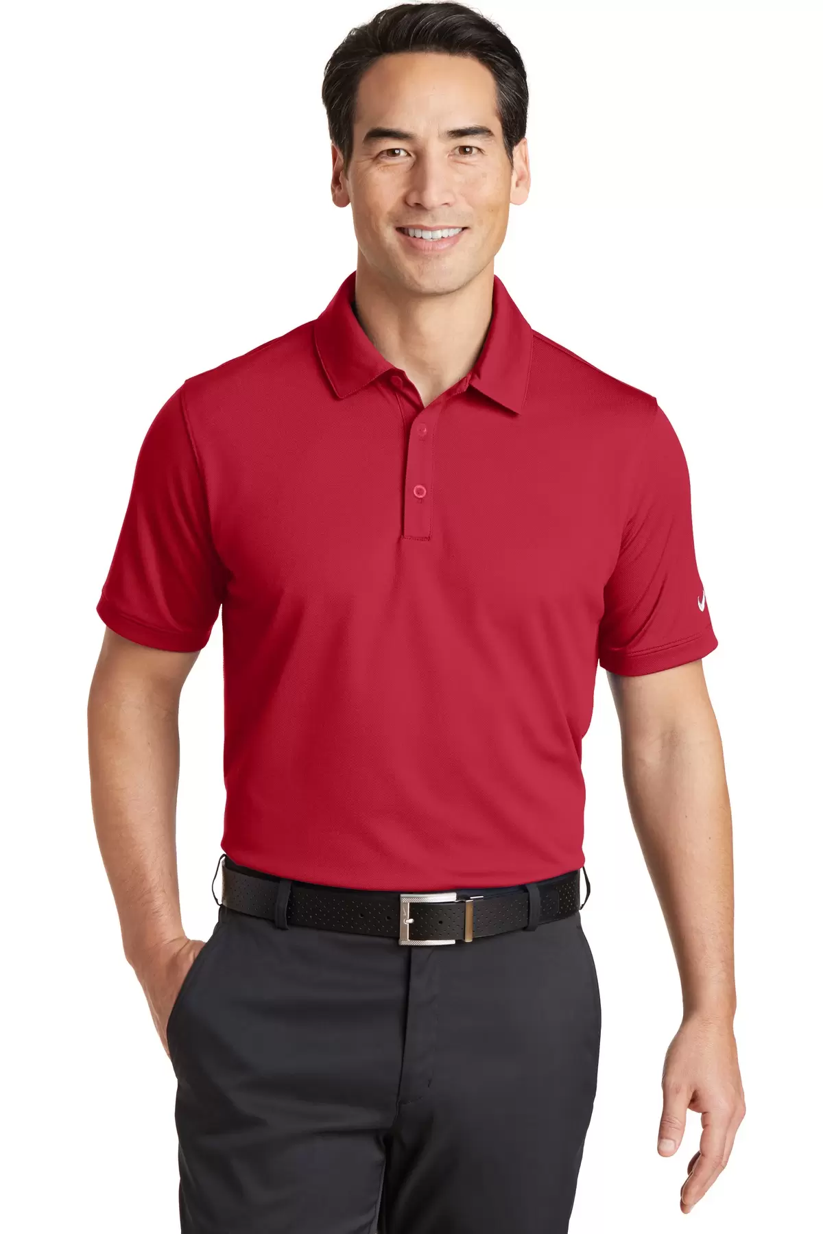 Nike Golf 746099 Dri-FIT Solid Icon Pique Modern Fit Polo Gym Red