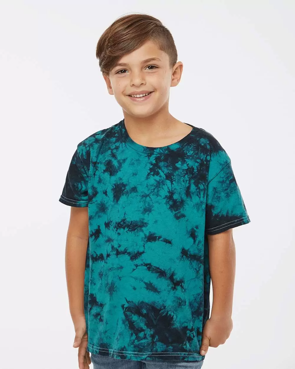 Dyenomite 20BCR Youth Crystal Tie Dye T-Shirt Black/ Teal - From $7.31