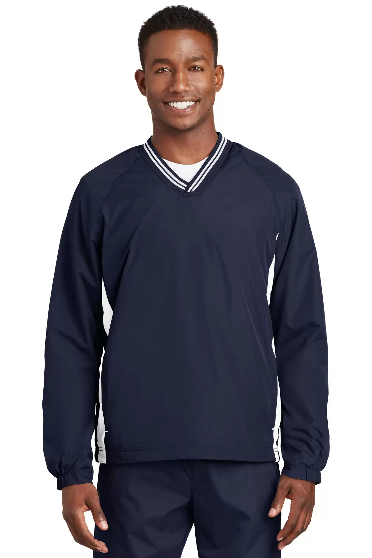 Sport Tek Tipped V Neck Raglan Wind Shirt JST62