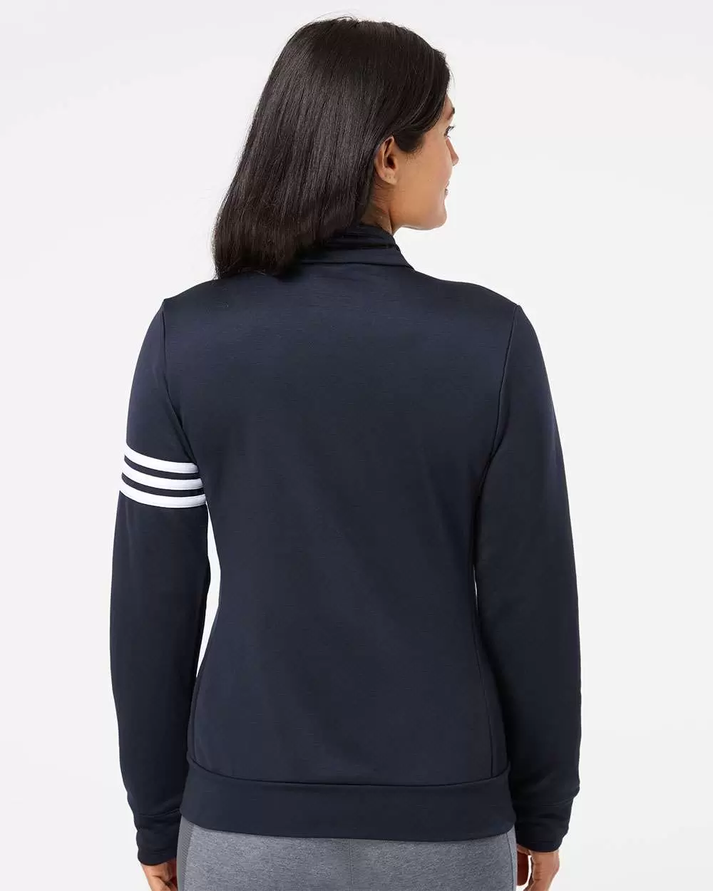 A191 adidas - Ladies' ClimaLite® 3-Stripes French Terry Full-Zip